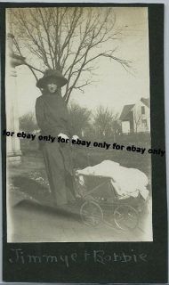 Vintage Old Photo Woman and Baby in Stroller Panora Guthrie County
