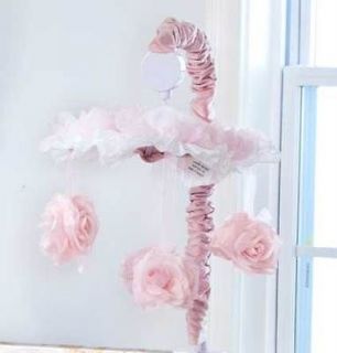Pink Roses Baby Girl Nursery Crib Musical Mobile   No Arm Cover
