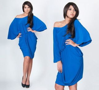 NEW Womens Cobalt Blue Batwing Sleeve VNeck Cocktail Party Knee Length