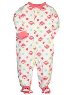 Girls Sock Monkey Sleeper by Baby Starters NWT in package 3 6 mo.