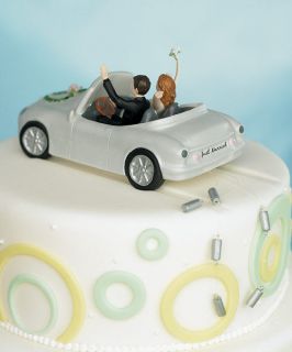 Honeymoon Bound Funny Couple Car Wedding Cake Topper