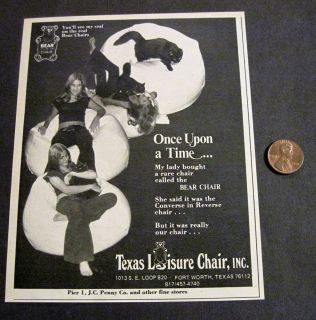 Vintage 1973 Teen Girl on Bean Bag w/ Black Maine Coon Cat Texas Chair