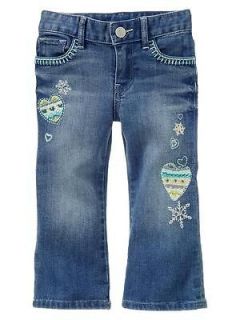 NWT BABY GAP SKI CHALET EMBROIDERED CUTE BOOT JEANS 5T 5 YEARS