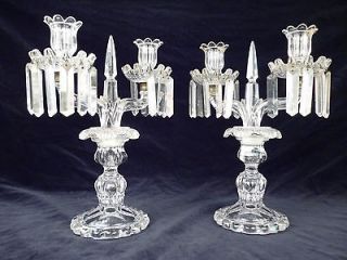 Rare Pair Antique signed BACCARAT Glass 2 Light Candelabra   (from an