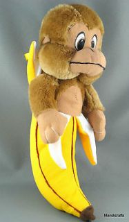 Monkey in a Banana Stuffed Animal Toy Ginger Brown Plush Carousel