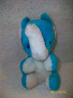 Elephant Blue White Plastic Eyes Plush Stuffed Animal Soft Toy 7