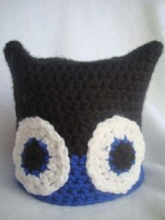 Crochet Baby Hat   Little Monster Black and Blue   0 6m