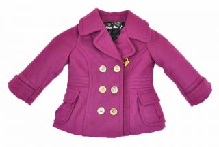 Baby Phat Infant Girls Pink Rose & Silver Pea Coat Size 12M 24M MSRP $