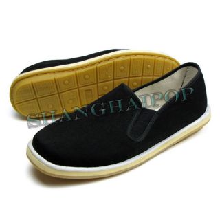 Black Slip On Shoes Flat Cotton Loafer Casual Slipper Tai Chi Kung Fu