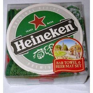Heineken Bar Towel and 10 Beermats from England (pp)