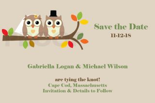 PRINT SAVE THE DATE CARDS Invitation OWL Wedding Engagement