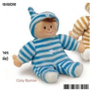Blue & White Baby Boy Gift Rattle Doll Soft Plush Toy Sml