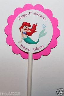 Personalized Ariel The Litte Mermaid Princess Cupcake Party Toppers