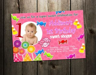 LAND CANDY BIRTHDAY PARTY INVITATION CUSTOM 1ST BABY SHOWER INVITES