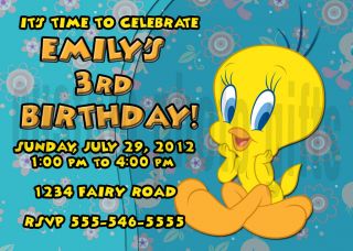 Tweety Bird Personalized Birthday Invitation Digital File, You Print