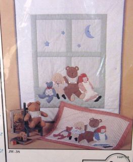 Applique Quilt wall hanging crib blanket baby teddy bear Jenny Wren