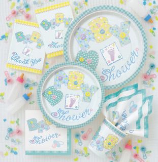 BABY SHOWER party decorations green boys boy girls girl items stitches