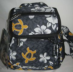 Hawaiian Print Mini Backpack or Bag   Black w/Honu