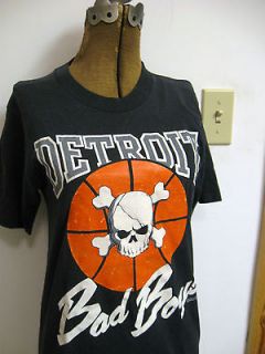 Vtg Detroit Bad Boys Pistons Shirt 80s 1988 Youth Small 32 Black Skull