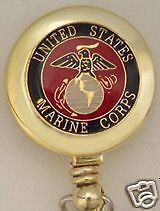 CORPS USMC Retractable Reel ID Card Badge Holder/Key Ring/US Military