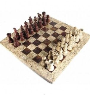 European Red and Coral Marble Chess Set with Coral Border MSRP $174