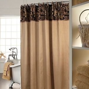 HIGHGATE MANOR Black Forest Shower Curtain Set Black Tan NEW Sold Out