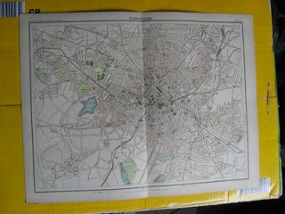 Vintage Map   Plan of Birmingham   by J. Bartholomew   c.1898