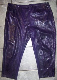 Selene Purple Black Mock Snake Skin Shiny Pants Stretch Costume Plus