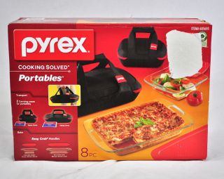 NEW Pyrex Portables 8 Piece Glass Bakeware with Portable Carrier