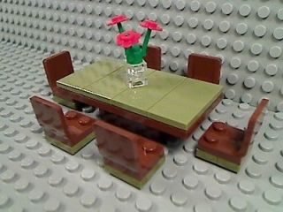 LEGO Army Green Brown FORMAL DINING ROOM TABLE CHAIRS Kitchen Food