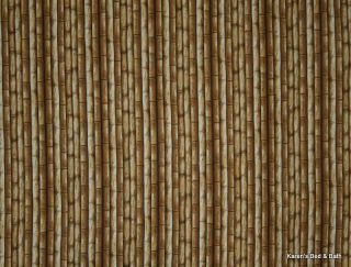 Bamboo All Over Cane Poles Safari Jungle Theme Gold Brown Curtain