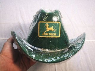 OLD JOHN DEERE COWBOY HAT & SEE THRU PROTECTOR BAILEY 5 X BEAVER