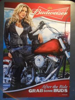 Sexy Girl Beer Poster Budweiser Blonde Motorcycle