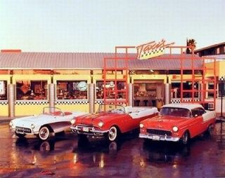 Corvette Classic 1950s Collector Cars Retro Vintage Diner Ad Art