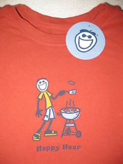 LIFE IS GOOD Happy Hour Grilling BBQ Grill Jake SS T Shirt Tee Mens Sz