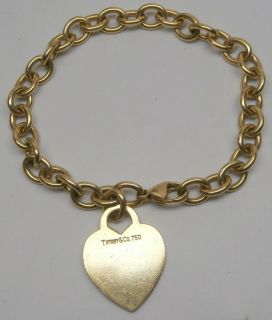 Genuine Tiffany & Co. Engravable Heart Tag Charm 18k Gold Bracelet