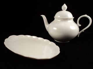 Collectible KAISER Romantica White Porcelain Teapot & Oblong Tray
