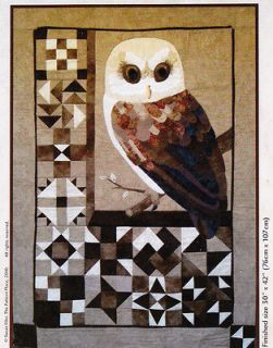 Block Barn Owl   raw edge applique and pieced quilt PATTERN