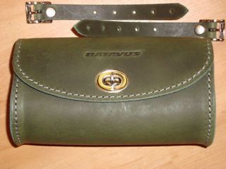Traditional Style Batavus Green Leather Saddle Bag tool bag brooks