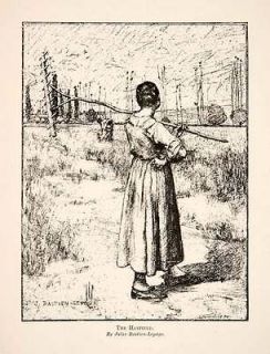 1892 Print Jules Bastien Lepage Hayfield Realism Naturalism Hay Rake