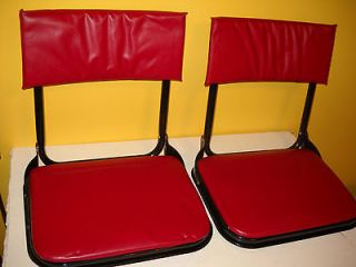 LOT SET PAIR OF 2 VTG RED STADIUM BLEACHER BOAT FOLDING SEATS PADDED