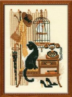 Riolis Counted Cross Stitch Kit Cat with Telephone Sale # 860