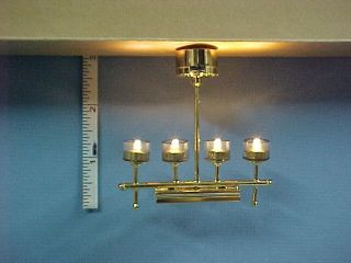 Battery Operated Lamp   4 Light Chandelier #CL32S Dollhouse Miniature