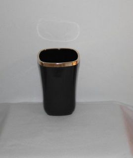 Bathroom Tumbler / Toothbrush Cup Plastic Black w/Gold Size 4 x