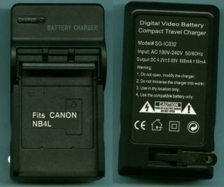 Battery Charger for CANON NB 4L IXUS 50, IXUS 55, IXY40