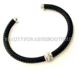 BEAUTY FOR ASHES PREMIER DESIGNER STYL BLACK DESIGN CLEAR CRYSTAL CUFF