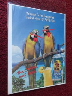 Print Ad Captain Morgan Rum ~ Tropical PARROT BAY Birds on a Branch