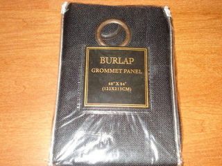 JCPenny Beatrice BURLAP Grommet Solid Black Panel Curtain 48 W X 84