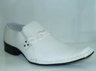 Italian Style Mens BECKWITH Slip On White Dress Shoe