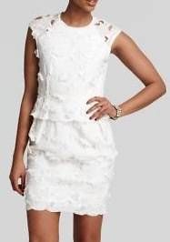 398 New BCBG Max Azria Aveline White Embroidered Cocktail Party